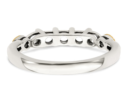 Sterling Silver Antiqued w/14k 5-stone w/Diamond Mother's Semi-Mount Ring
