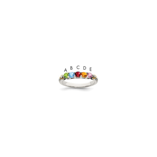 Sterling silver diamond mother ring