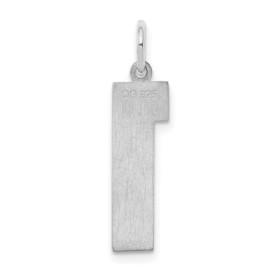 Sterling Silver/Rhodium-plated Polished Number 1 Charm, 21 x 8mm