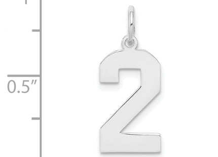 Sterling silver number 2 charm, another view