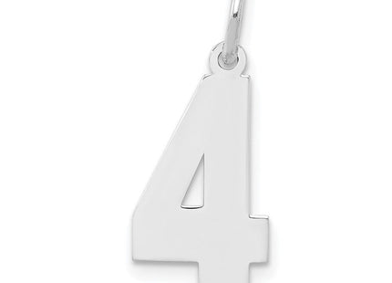 Sterling Silver/Rhodium-plated Polished Number 4 Charm (Style QMS04)