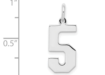 Sterling silver number 5 charm, another view