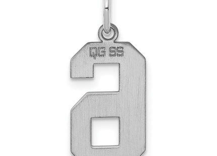 Sterling silver number 6 charm, further view