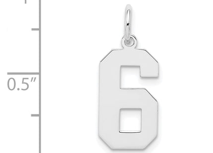 Sterling silver number 6 charm, another view