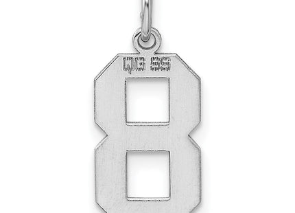 Sterling Silver/Rhodium-plated Polished Number 8 Charm (Style QMS08)