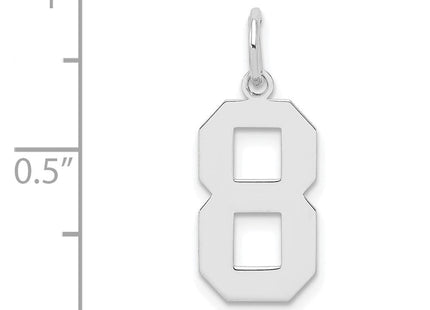Sterling Silver/Rhodium-plated Polished Number 8 Charm (Style QMS08)
