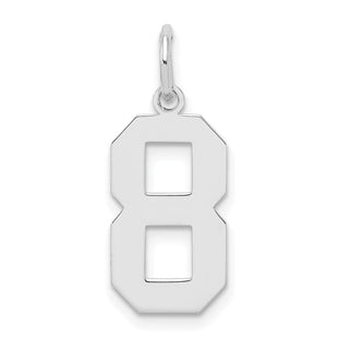 Sterling Silver/Rhodium-plated Polished Number 8 Charm (Style QMS08)
