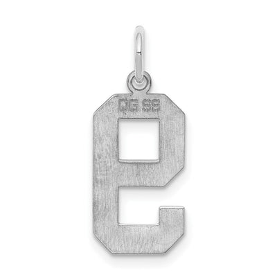 Sterling Silver/Rhodium-plated Polished Number 9 Charm, 21 x 8mm