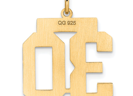 Sterling Silver Gold-plated Medium Polished Number 30 Charm