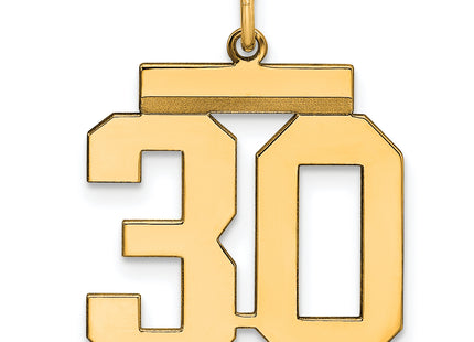 Sterling Silver Gold-plated Medium Polished Number 30 Charm