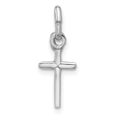 Sterling Silver Rhodium-plated Cross Charm, 20 x 7mm