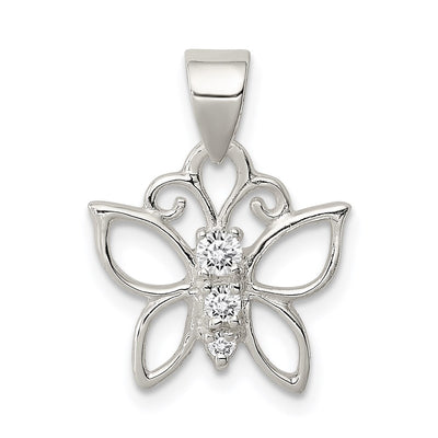 Sterling silver cubic zirconia butterfly pendant