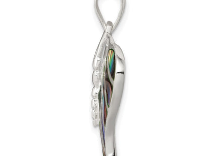 Sterling silver abalone butterfly pendant, alternate view
