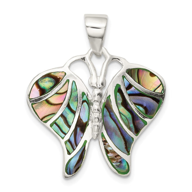 Sterling silver abalone butterfly pendant
