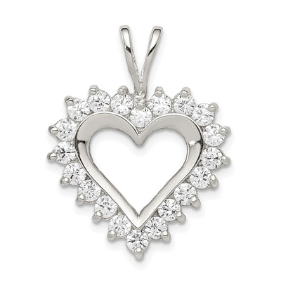 Sterling silver cubic zirconia heart pendant