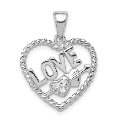 Sterling silver cubic zirconia heart pendant