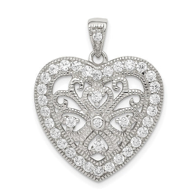 Sterling silver cubic zirconia heart pendant