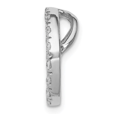 Sterling Silver Rhodium-platedCZ Chain Slide Pendant, 16 x 16mm