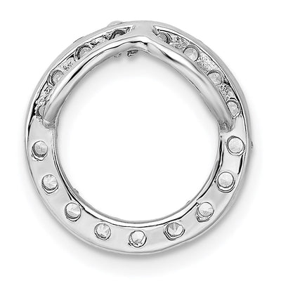 Sterling Silver Rhodium-platedCZ Chain Slide Pendant, 16 x 16mm
