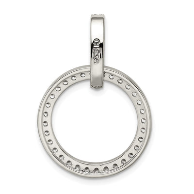 Sterling Silver Rhodium-plated CZ Circle Pendant