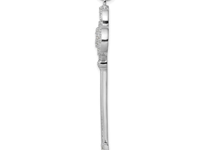 Sterling Silver Rhodium-plated and CZ Key Pendant (Style QP1523)