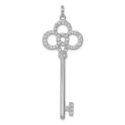 Sterling silver cubic zirconia key pendant
