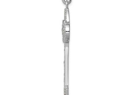 Sterling silver cubic zirconia key pendant, alternate view