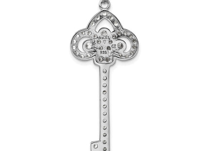 Sterling silver cubic zirconia key pendant, further view