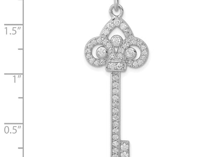Sterling silver cubic zirconia key pendant, another view
