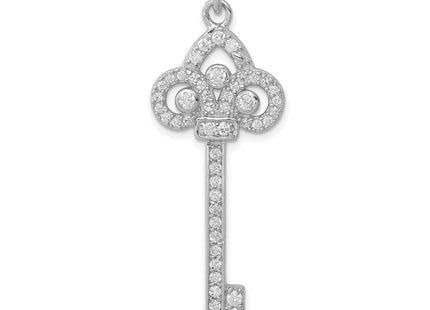 Sterling silver cubic zirconia key pendant