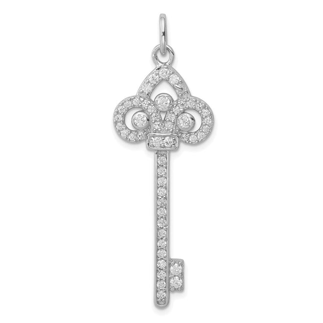 Sterling silver cubic zirconia key pendant
