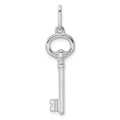 Sterling Silver Rhodium-plated Key Pendant, 41 x 10mm