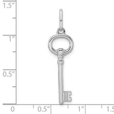Sterling Silver Rhodium-plated Key Pendant, 41 x 10mm