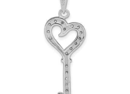 Sterling silver cubic zirconia heart pendant, further view