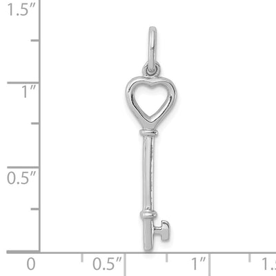 Sterling Silver Rhodium-plated Key Pendant, 35 x 8mm
