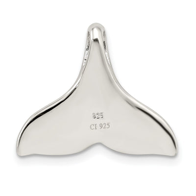 Sterling Silver Rhodium-plated Polished Created Blue Opal Whale Tail Chain Slide