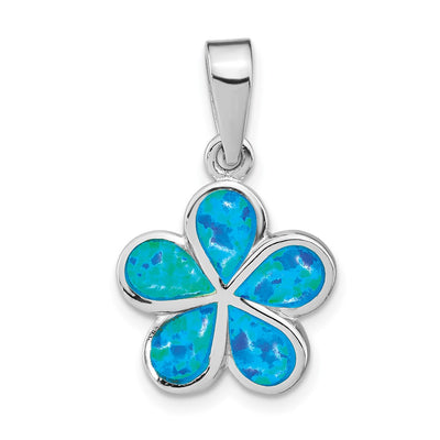 Sterling silver opal flower pendant