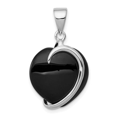 Sterling silver onyx heart pendant