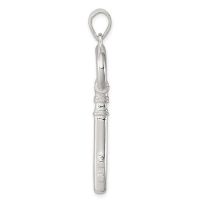 Sterling Silver Polished Key Pendant, 49 x 15mm