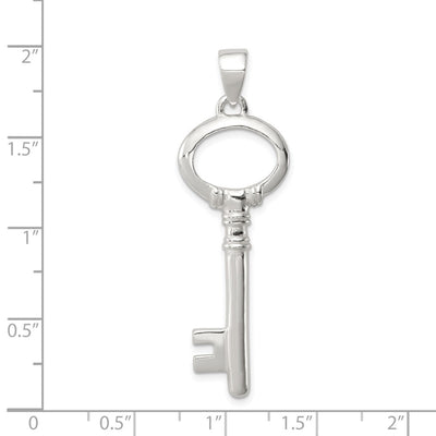 Sterling Silver Polished Key Pendant, 49 x 15mm