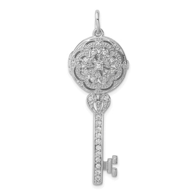 Sterling silver cubic zirconia locket pendant