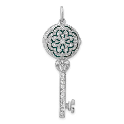 Sterling silver cubic zirconia locket pendant