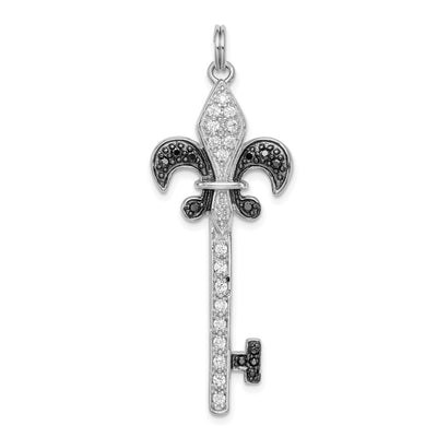Sterling silver cubic zirconia fleur de lis pendant
