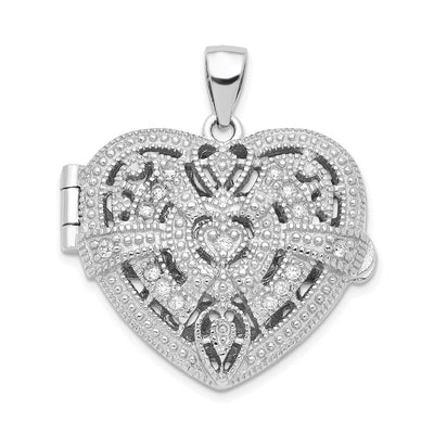 Sterling silver cubic zirconia locket pendant