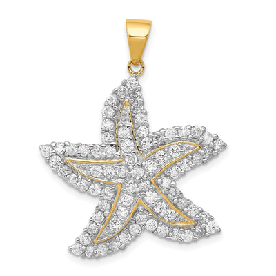 Sterling silver cubic zirconia starfish pendant