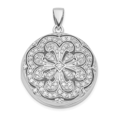 Sterling silver cubic zirconia locket pendant