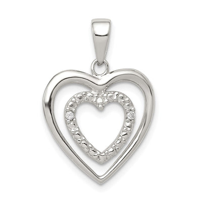 Sterling silver cubic zirconia heart pendant