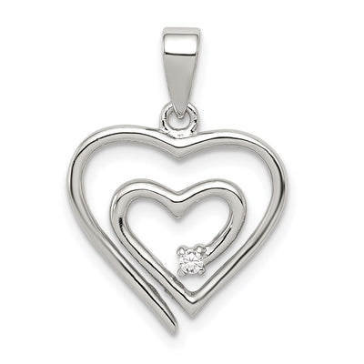 Sterling silver cubic zirconia heart pendant
