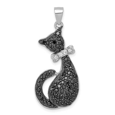 Sterling silver cubic zirconia bow pendant