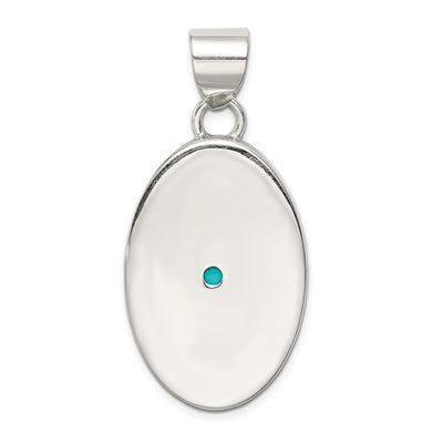 Sterling Silver Turquoise Polished Oval Pendant